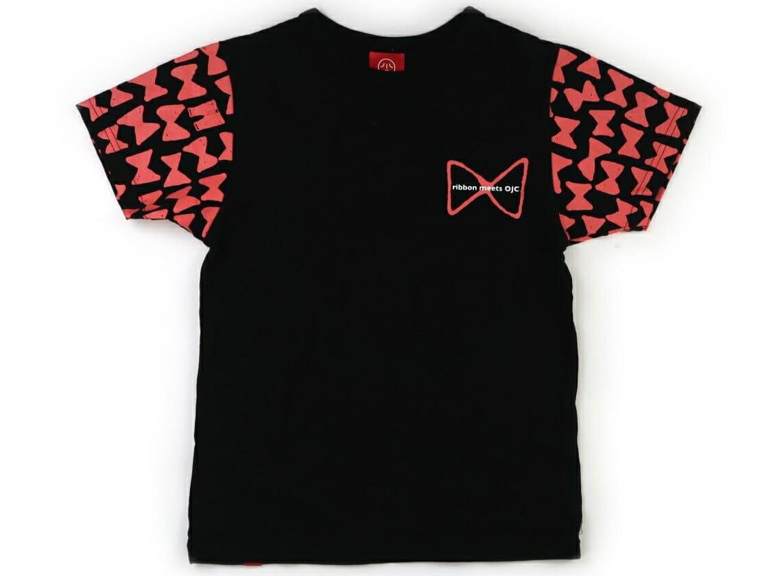 オジコ OJICO Tシャツ・カットソー 150 女の子 ブラック・ピンクリボン柄 子供服 ベビー服 キッズ アウトレット ユーズド 【中古】キッズ・ベビー・マタニティ