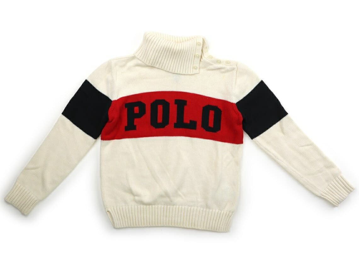 ポロラルフローレン POLO RALPH LAUREN ニット・セーター 150 男の子 オフホワイト・赤黒 子供服 ベビー服 キッズ アウトレット ユーズド 【中古】キッズ・ベビー・マタニティ
