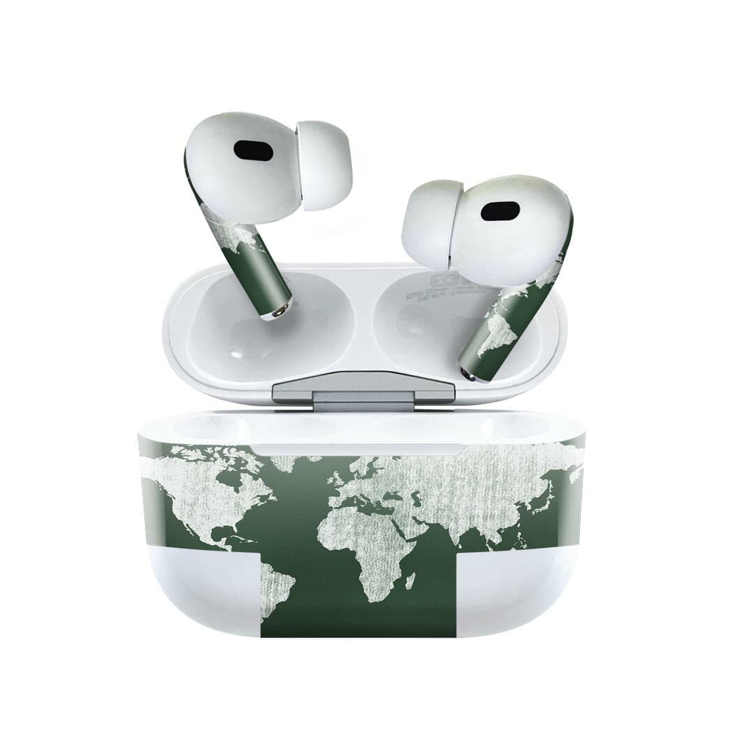 Air Pods Pro2 / Pro1 専用 デザインスキンシール airpods エアポッド apple アップル AirPods Pro 第1世代 airpodsPro 第2世代 対応 イヤホン カバー デコレーション アクセサリー デコシール 000871 地図　世界地図