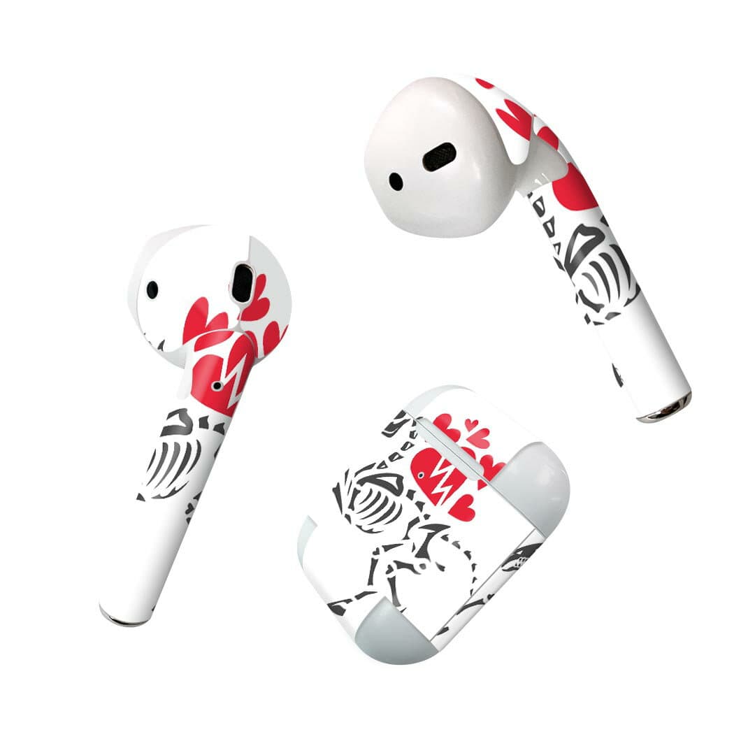 Air Pods 専用 デザインスキンシール airpods エアポッド apple アップル AirPods 第一世代（2016）airpods2 第二世代（2019）対応 イヤホン カバー デコレーション アクセサリー デコシール 019896 デザイン 骨 馬 ハート