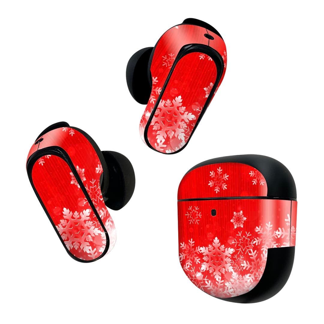 Bose QuietComfort Earbuds II 用 スキンシール ボーズ イヤバッズ2 用　ステッカー　本体3セット ケース1セット 保護 フィルム デコ 雪　結晶　冬 004618