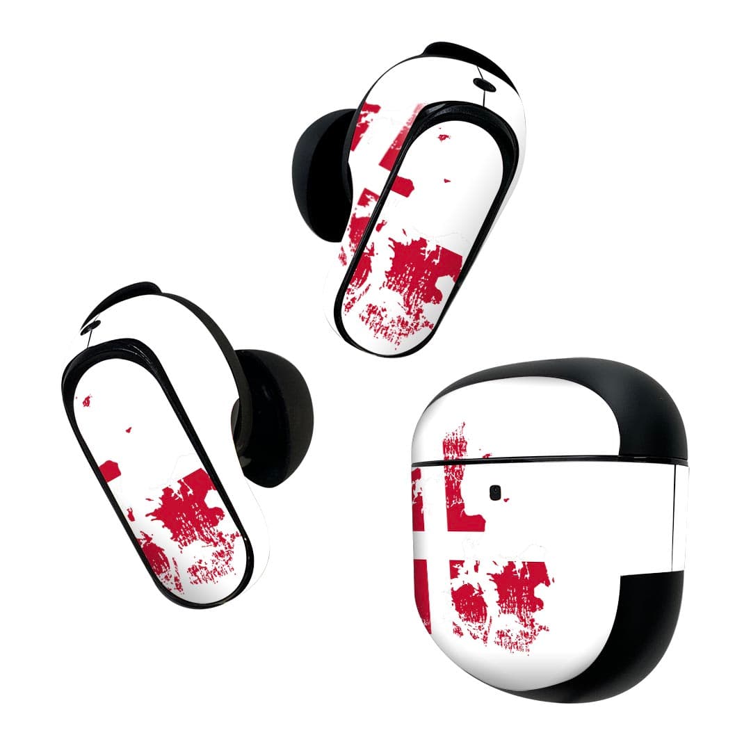 Bose QuietComfort Earbuds II 用 スキンシール ボーズ イヤバッズ2 用　ステッカー　本体3セット ケース1セット 保護 フィルム デコ 国旗 denmark デンマーク 018812