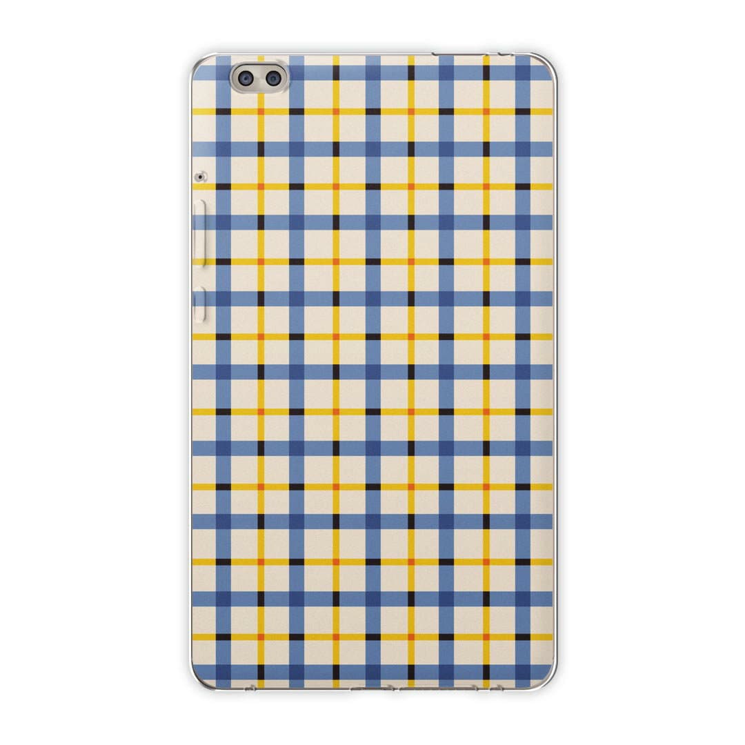 dtab compact d-02k docomo dタブ 用 タブレット ケース タブレット カバー TPU ソフトケース 012399 チェック　青　黄色