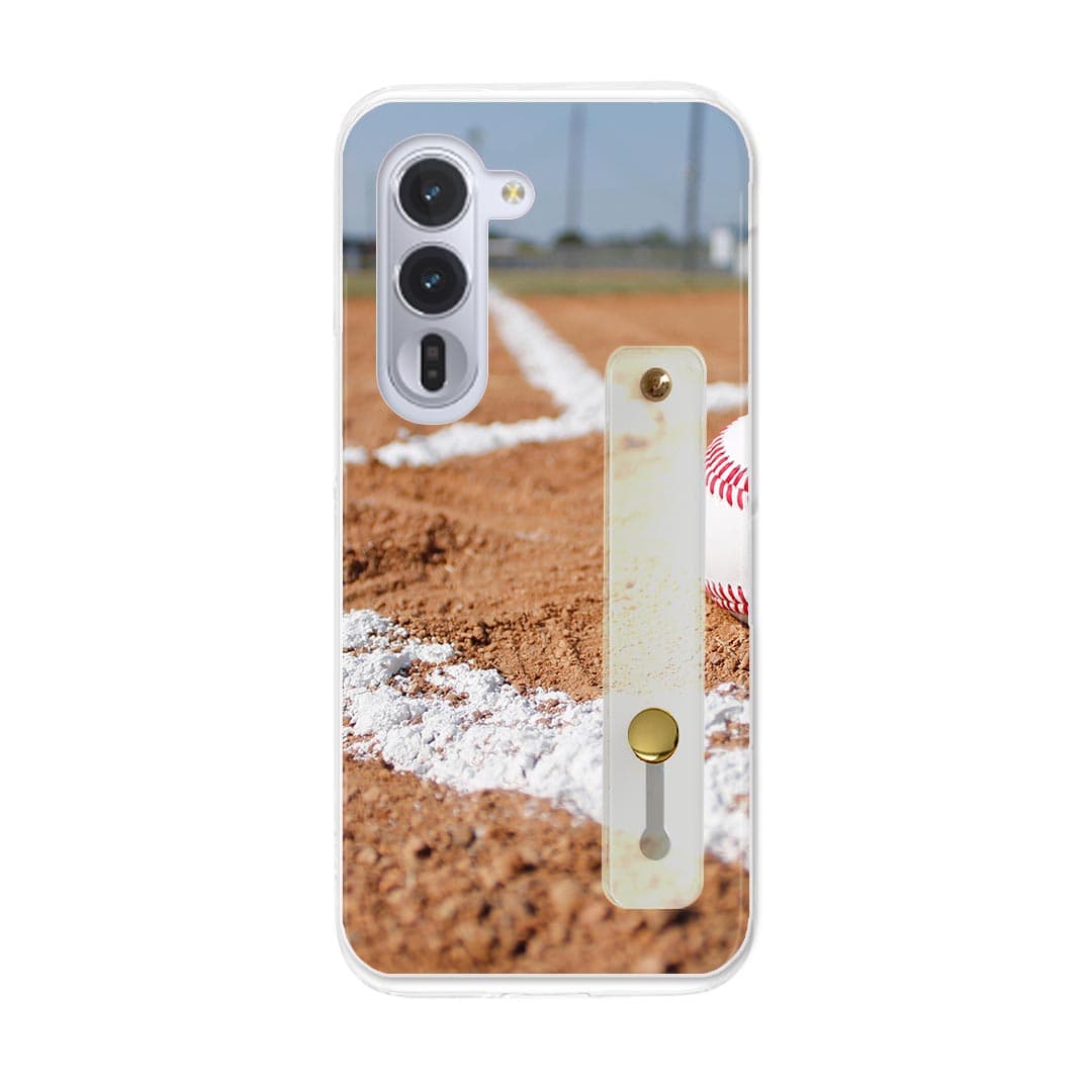 【送料無料】Xperia 10 VII 用 スマホカバー SO-52F / SOG16 / XQ-FE44 共通対応 ハードケース スマホ ベルト付 スマホバンド 落下防止 シリコン スタンド機能付 スリム 背面 片手持ち カバー 携帯リング フィンガーリング 角度調整 025779 スポーツ　野球　ボール