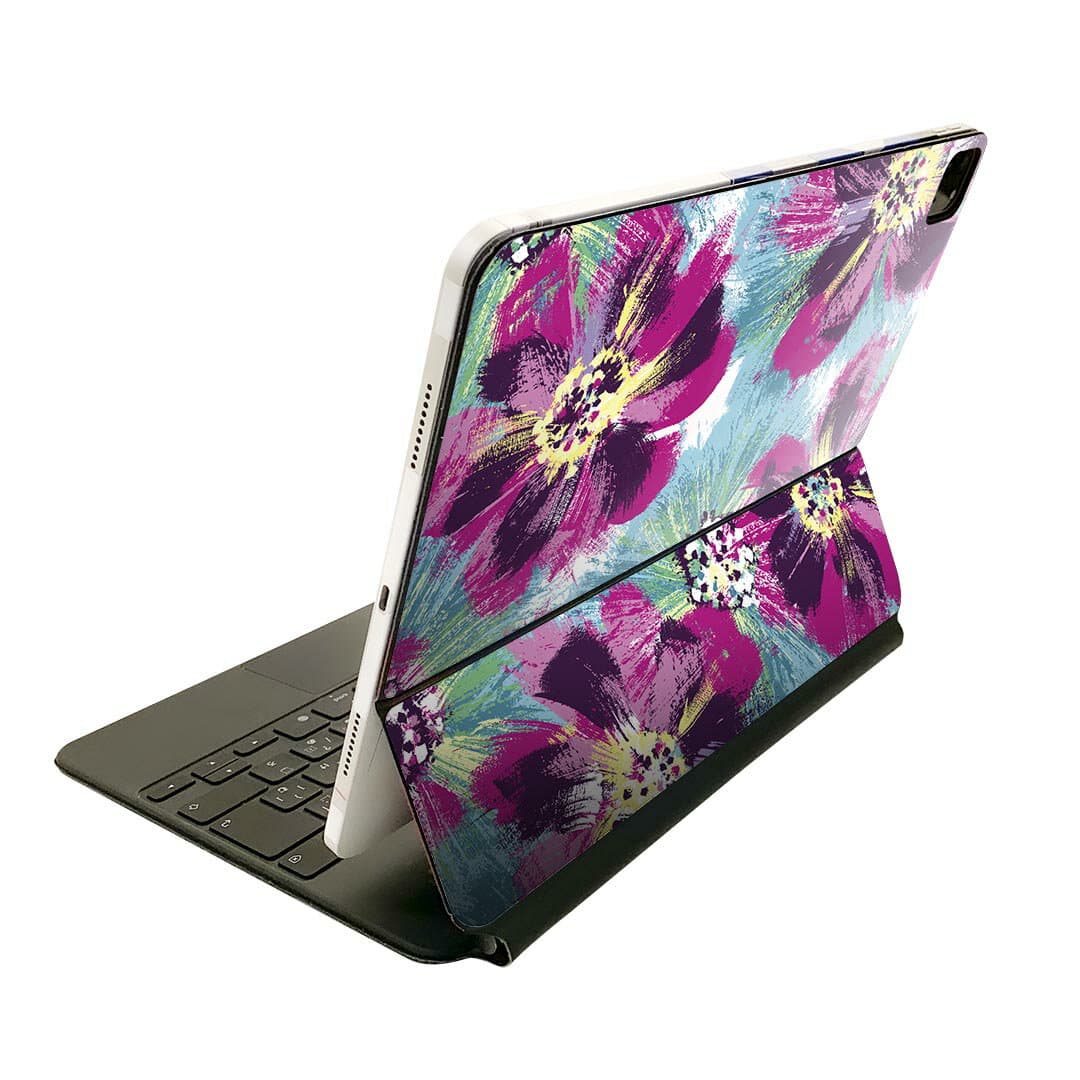 Magic Keyboard 12.9インチ iPad Pro（第4世代、第5世代、第6世代）対応 apple アップル アイパッド 全面スキンシール フル 前面 背面 保護シール 人気 花　　紫 010611
