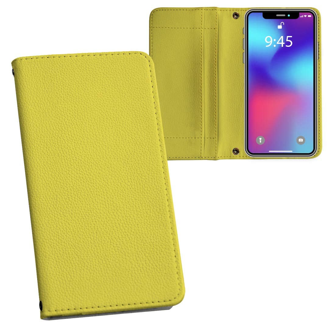 iPhone11 Pro 5.8インチ 専用 iphone11pro アイフォン softbank docomo au 両面プリント 裏表 内側 内面 スマホ カバー レザー ケース 手帳タイプ フリップ ダイアリー 二つ折り 革 フルデザイン 008966 その他 シンプル　無地　黄色