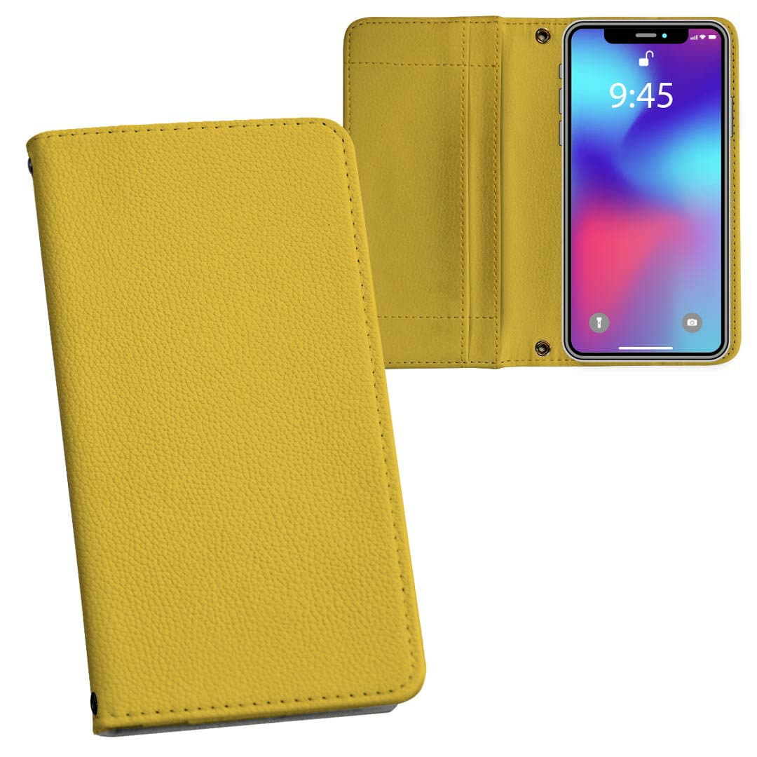 Galaxy S20 5G SC-51A 用 内側プリント ケース カバー sc51a 対応 ケース カバー 手帳型 マグネット式 ピタッと閉まる レザーケース カード収納 ポケット 008967 シンプル　無地　黄色