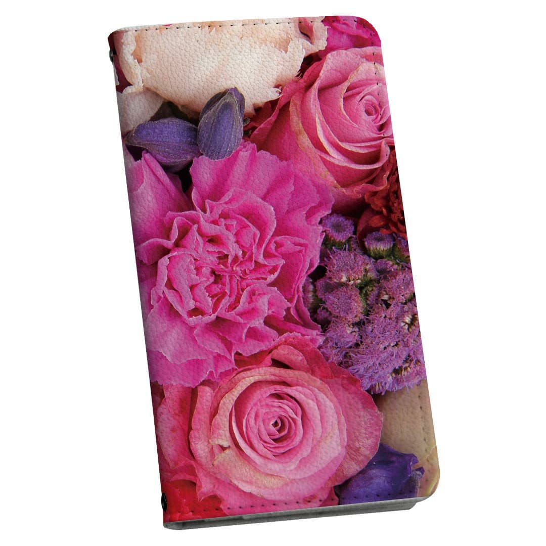 iPhone15 6.1インチ 専用 各キャリア iPhone 15 共通対応 ケース カバー 手帳型 マグネット式 ピタッと閉まる レザーケース iphone 15 カード収納 ポケット igcase 005404 写真　花