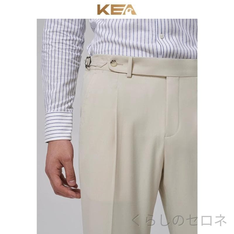 メンズ スーツパンツ ハイウエスト ストレート ドレープ ビジネスカジュアル オフホワイト イタリアンスタイル ナポリ 直筒 扣き 休闲 垂感 西装 軽量 吸湿速乾 通勤 通学 アウトドア 部屋着 綿 麻 デニム 再生繊維 ブラック ピンク系