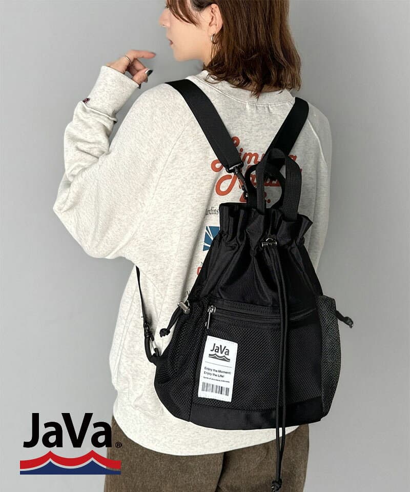 【10/9 1:59まで まとめ買いクーポン2点以上で 5％OFF 】 《JaVa ジャバコラボ》バッグ バックパック レディース リュック ショルダーバッグ メッシュ ナイロン 2WAY 巾着バッグ 抜け感 大容量 通勤 通学 お出かけ 旅行 シーズンレス 秋 冬 クラシカルエルフ jv1179064