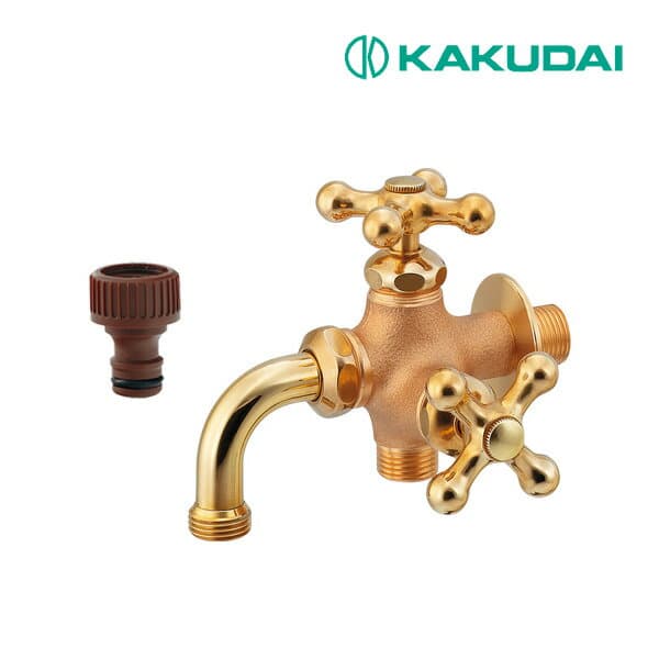 《在庫あり》◆15時迄出荷OK！カクダイ 【704-118-13】ガーデン用万能ホーム双口水栓(レトロ)