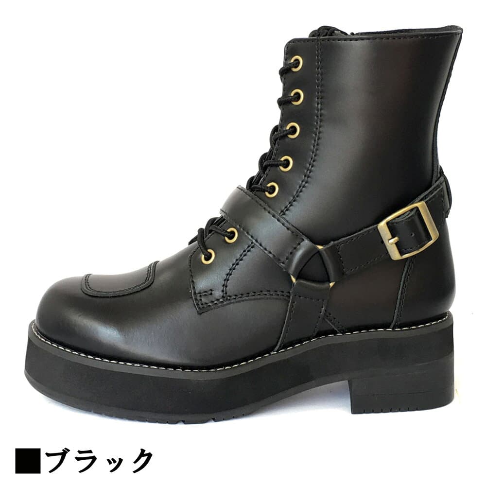 【別注】 ワイルドウィング 超厚底 ファルコン WWM-0001-OD35 本革 バイク ブーツ 【ブラック】送料無料 ライダー バイカー レザー 牛革 バイク シューズ 靴 メンズ レディース サイドファスナー シフトチェンジ 操作性 ソール thumbnail 2