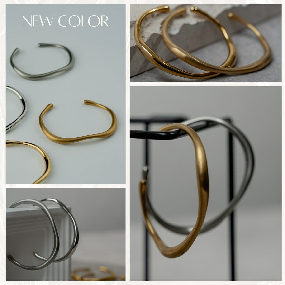 【全品P10倍｜最大30%OFFクーポン】 バングル サージカルステンレス 316L 金属アレルギー対応 18K コーティング レディース ブレスレット ぷっくり 大人 かわいい シンプル 上品 ジュエリー ゴールド シルバー 送料無料 プチプライス高見え CRAIFE thumbnail 3
