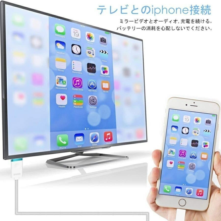 Iphone HDMI 変換ケーブル アイフォン 変換アダプター Lightning to HDMI接続アダプタ iPhoneテレビ変換ケーブル ライトニング HDMI変換アダプター