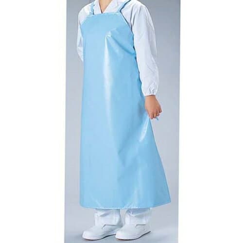 ケータリング　前掛　共地ヒモ　M　サックス　SME-69[関連：スギヤマ 業務用 日本製 防水 耐油 軽量 カラフル 胸付 エプロン 水周り 厨房 洗い場 作業場]