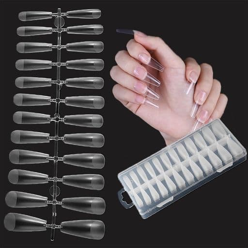 まちの波ネイルチップ超薄240枚セット透明ネイルチップ自然なフィット感つけ爪長さだしネイルシール練習用業務用収納ケース付(ながはしご240pcs)