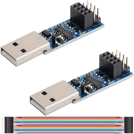 Youmile2個ESP8266USB-ESP8266アダプタモジュールCH340CESP-01ESP-01SプログWiFiプログラマダウンローダアダプタリセットボタン付きデュポンケーブル付き