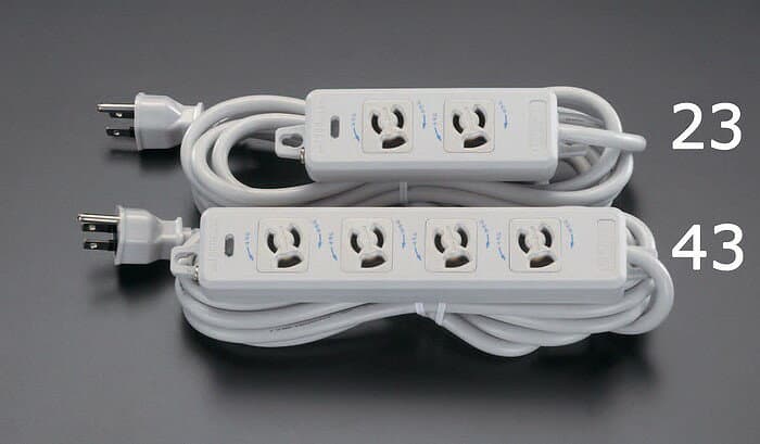 エスコ ESCO 【個人宅不可】 AC125V/15Ax 3m タップ（2口・抜け止・アース付） EA815GK-23 [2-1019061]