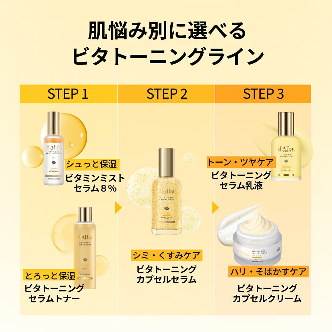 【 d'Alba ( ダルバ ) 公式 】【 3STEP ビタケアセット 】フェイス ミスト 化粧下地 美容液 うるおい 保湿 ツヤ 塗れ肌 血色 低刺激 肌キメ グルタチオン ビタミン thumbnail 2