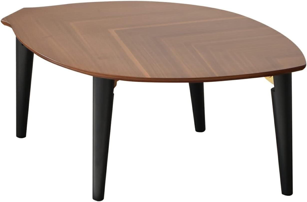 【完成品】 85145 リーフ（BR）120 折脚センターテーブ テーブル ローテーブル センターテーブル 折りたたみテーブル 座卓 120cm リーフ型 おしゃれ かわいい 折りたたみ 机 ディスク 木製 ウッド 木 ブラウン シンプル 部屋 リビング