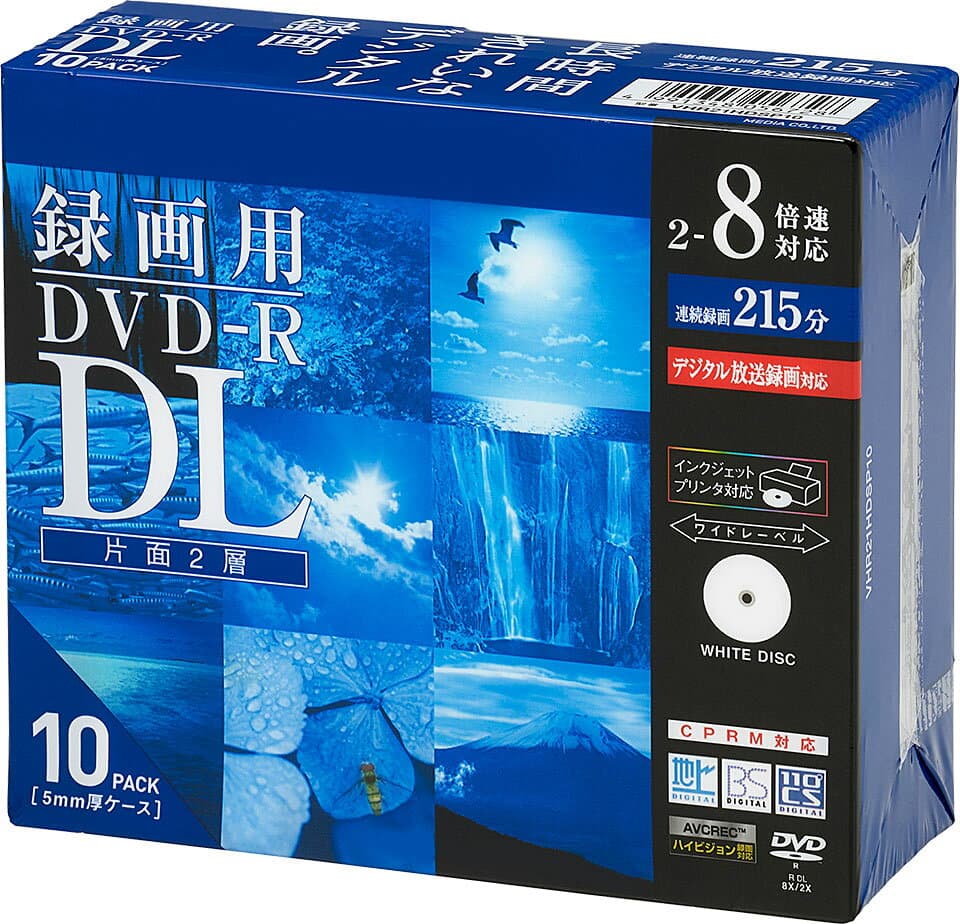 【記録メディア】 Verbatim(バーベイタム) DVD-R DL データ＆録画用 CPRM対応 8.5GB 2-8倍速 ワイドホワイトレーベル 10枚スリムケース (VHR21HDSP10) 【KSW】 thumbnail 2