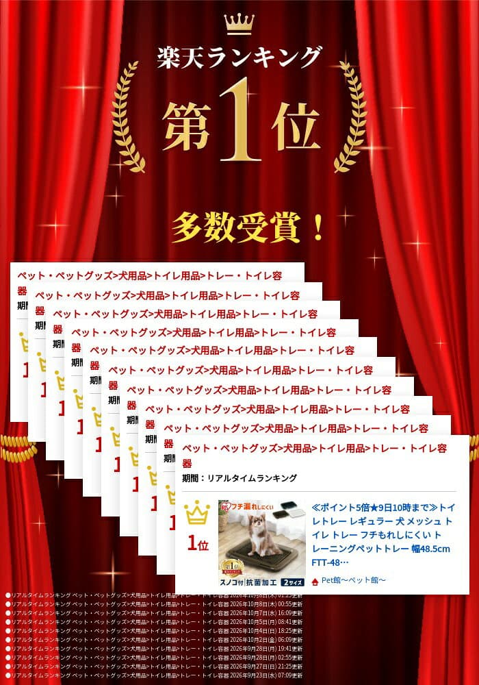≪ポイント5倍★9日10時まで≫トイレトレー レギュラー 犬 メッシュ トイレ トレー フチもれしにくい トレーニングペットトレー 幅48.5cm FTT-485 スノコ付き ひっかき防止 飛び散り防止 いぬ イヌ アイリスオーヤマ【R上】【tryCP】【犬】 thumbnail 2