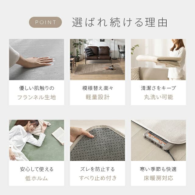 [クーポンで5％OFF] 楽天1位 ラグ 防ダニ 抗菌 カーペット 洗える ラグマット おしゃれ 絨毯 マット ラグカーペット 1畳 1.5畳 2畳 3畳 4畳 フランネル 滑り止め付 軽量 北欧 ノンホルムアルデヒド ウォッシャブル ホットカーペット対応 リビング thumbnail 2