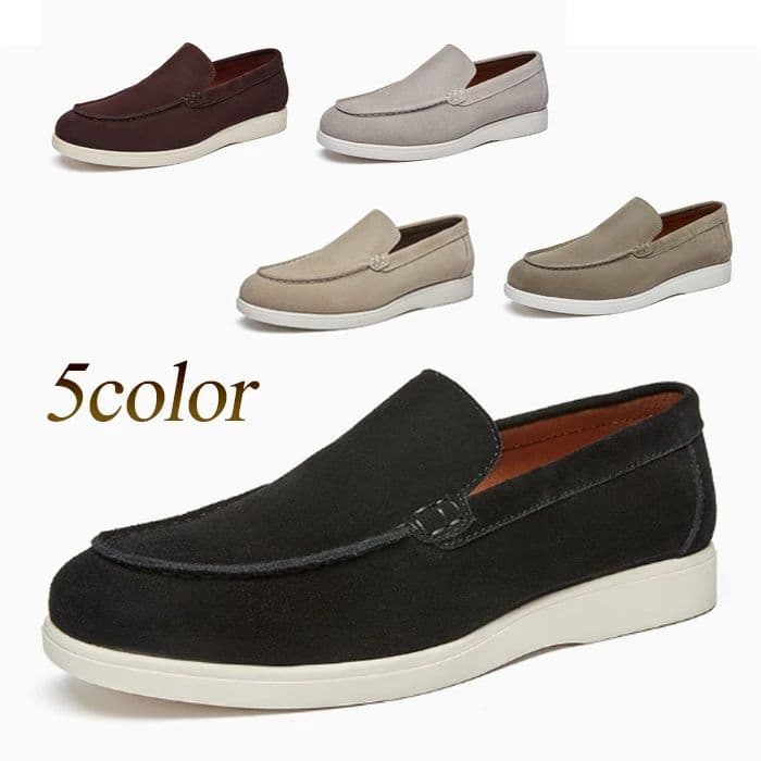 カジュアルシューズ メンズ 本革 スエード スリッポン Uチップ モカシン ブラック ブラウン グレー ベージュ カーキ おしゃれ 人気