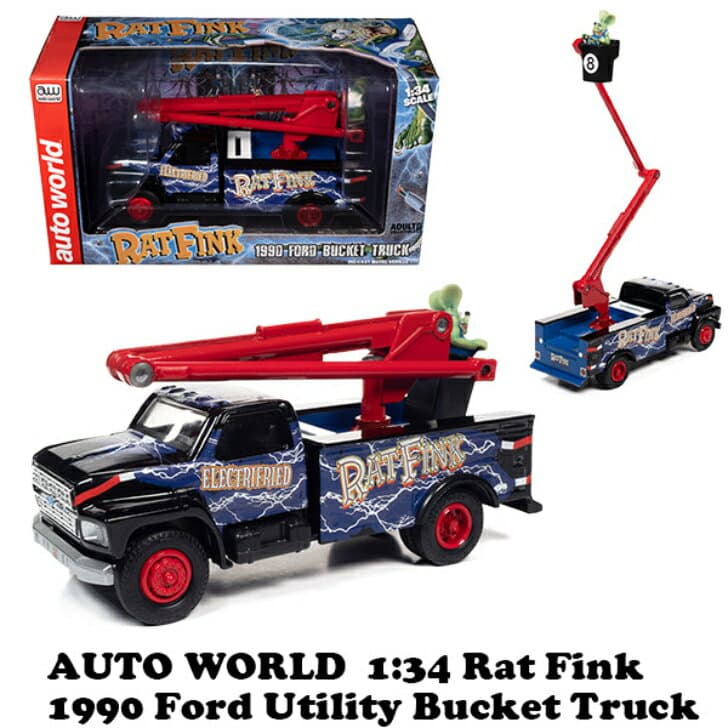 1:34 Rat Fink 1990 Ford Utility Bucket Truck ラットフィンク ミニカー stp-AW296 ラットフィンクミニカー アメトイ コレクション アメリカン雑貨