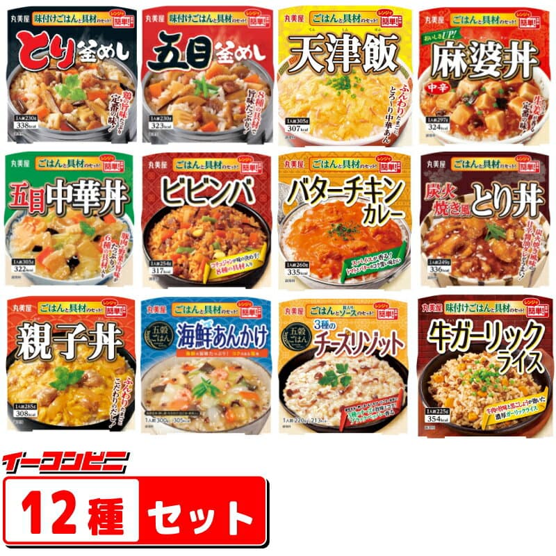 丸美屋 レンジで簡単！ ごはん付きシリーズ 12種各1個セット(計12個) 麻婆丼・中華丼・釜めし・あんかけ・リゾット・カレー