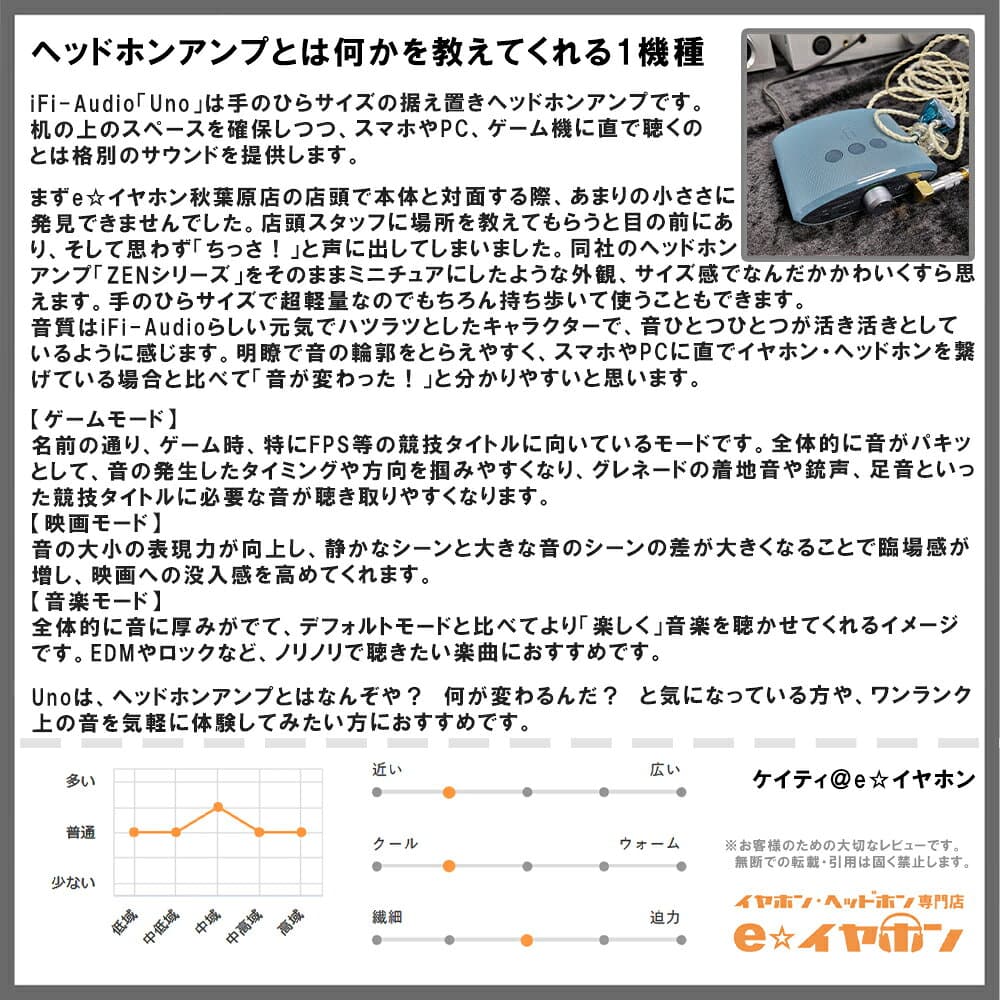 【マラソン限定★抽選で最大100%ポイントバック！(要エントリー)】【楽天1位/DACアンプ】iFi-Audio Uno アイファイオーディオ ヘッドホンアンプ DAコンバーター DAC アンプ ポータブル 据え置き デスク PC Windows mac iPhone Android iPad USB-C タイプC 【グループB】 thumbnail 2