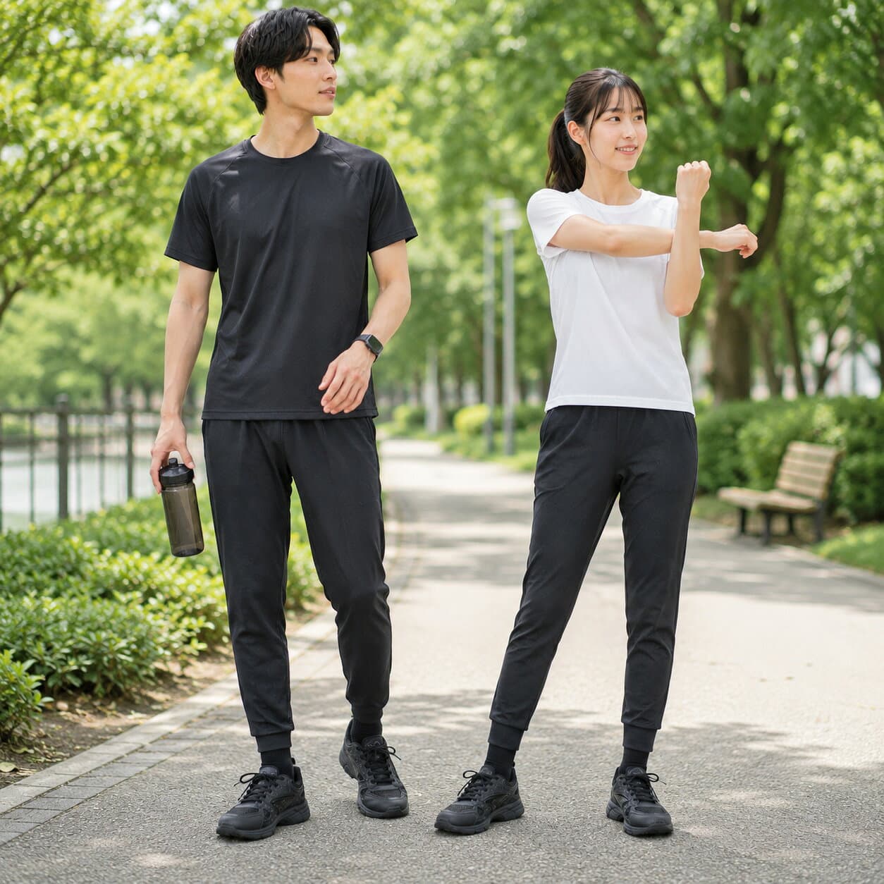 ブラック スニーカー 黒 運動靴 体育館シューズ スクールシューズ ランニングシューズ 作業靴 軽量 幅広 防滑底 通学 通勤 シンプル コンフォート 蒸れにくい メッシュ素材 歩きやすい 小学生 中学生 高校生 男女兼用 メンズ キッズ レディース 22.5cm ～ 29.0cm em_16548 thumbnail 3