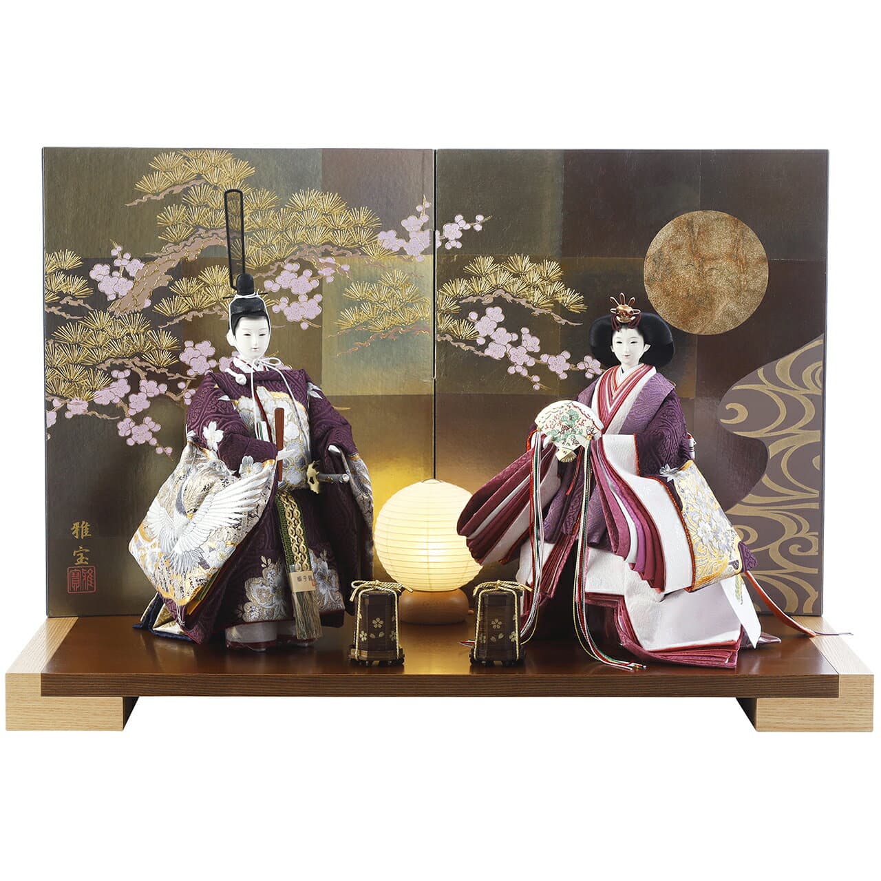 人形の永光「月の夢 - tsukinoyume -」 ひな人形 お雛様 平飾り 親王飾り 衣裳着人形 立雛 小林初彦 恵林雛 幅75×奥行40×高さ50cm