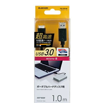 エレコム USB microBケーブル USB3.0 (A-microB) 1m ブラック ELECOM USB3-AMB10BK thumbnail 3