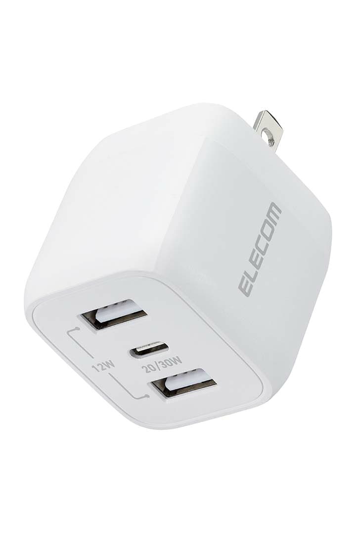 【お買い物マラソン 連動ポイントアップ】エレコム 充電器 type-c Type-C 3ポート USB-C×1 USB-A×2 32W USB PD対応 折りたたみ式プラグ GaN採用 【 iPhone/iPad/Macbook Air など対応】 ホワイト EC-AC4032WH thumbnail 2
