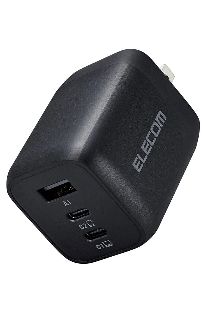 【お買い物マラソン 連動ポイントアップ】エレコム 充電器 type-c Type-C 3ポート USB-C×2 USB-A×1 65W USB PD対応 3台同時充電 PPS対応 折りたたみ式プラグ GaN採用 ブラック EC-AC4465BK thumbnail 3