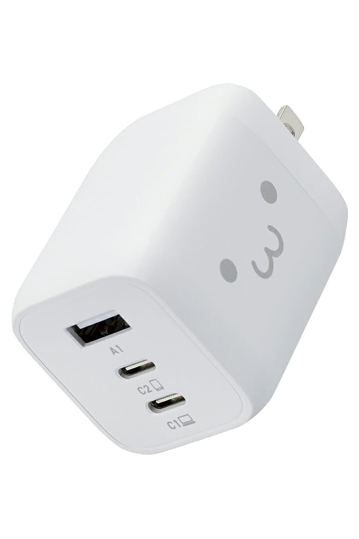 【お買い物マラソン 連動ポイントアップ】エレコム 充電器 type-c Type-C 3ポート USB-C×2 USB-A×1 65W USB PD対応 3台同時充電 PPS対応 折りたたみ式プラグ GaN採用 ホワイトフェイス EC-AC4465WF thumbnail 2