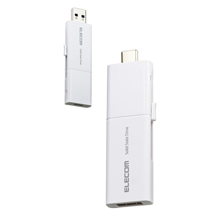 エレコム 外付けSSD 250GB USB Type-C USB-Aコネクター対応外付けポータブルSSD USB3.2 (Gen1) 対応 スライド式 Type-C＆Type-A両対応 マニュアルQRシール付 ホワイト ELECOM ESD-EWB0250GWHR thumbnail 2