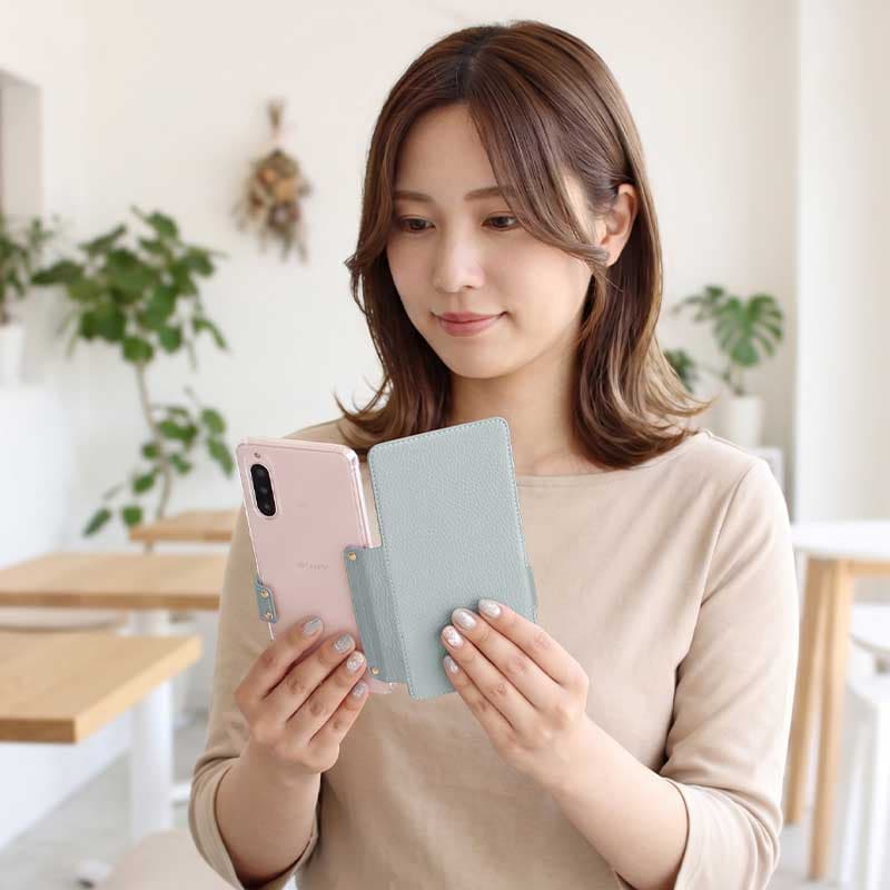 【月間優良ショップ受賞】スマホケース 手帳型 全機種対応 意匠出願中【くすみ 背面クリア 手帳型ケース】スマホ ケース スマホカバー iphone Xperia Googlepixel AQUOS Android 韓国 透明 カード 収納 保護フィルム 付き メール便送料無料 受注生産 thumbnail 3