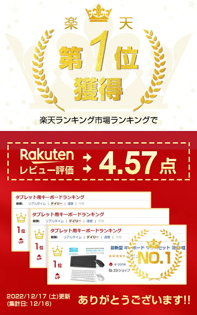 【楽天1位】Bluetooth キーボード ワイヤレスマウスセット 薄型 軽量 iPad A16 第11世代 第10世代 第9世代日本語配列 JIS 小型 静音 スリム ブルートゥース iPhone スマホ タブレット パソコン ノートPC Mac/iOS/Android/Windows 最大3台ペアリング Ewin 送料無料 thumbnail 2