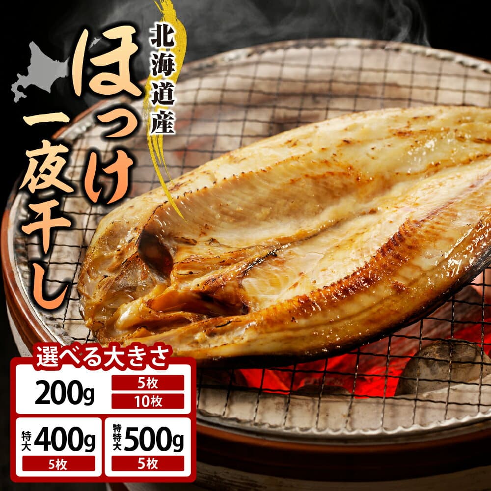 【ふるさと納税】高評価 ほっけ 北海道 干物 一夜干し 個包装【内容量が選べる】《200g×5枚・10枚／特大(400g以上) 5枚／特特大(500g以上) 5枚》 選べる大きさ 真ほっけ ホッケ 真空パック 小分け 国産 冷凍 魚 魚介 海鮮 海の幸 海産物 北海道産 えりも町