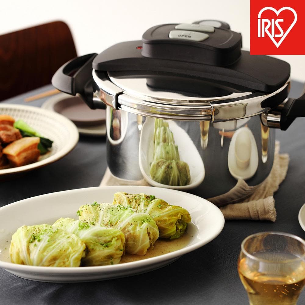 【ふるさと納税】鍋 圧力鍋 両手圧力鍋 5L アイリスオーヤマ キッチン用品 IH ガス火 4点セットステンレス シルバー RAN-5L