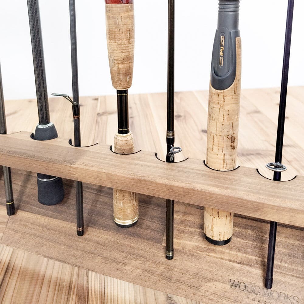 【ふるさと納税】ロッドスタンド 片面10本用【選べる本体カラー】 [WOOD WORKS ウッドワークス 日本製 釣竿 収納 釣竿立て リール ロッド 海釣り 渓流 フライフィッシング 船釣 バス釣り 家具 インテリア 手作り fishing] thumbnail 3