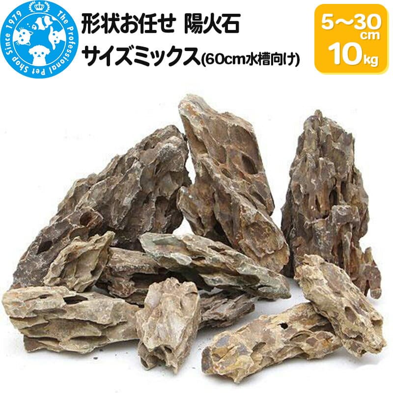 【ふるさと納税】陽火石 サイズミックス（約5〜30cm）10kg [形状お任せ アクアリウム 流木 テラリウム 水槽 爬虫類 両生類 熱帯魚 ペット用品 60cm水槽向け 株式会社チャーム charm ペット]
