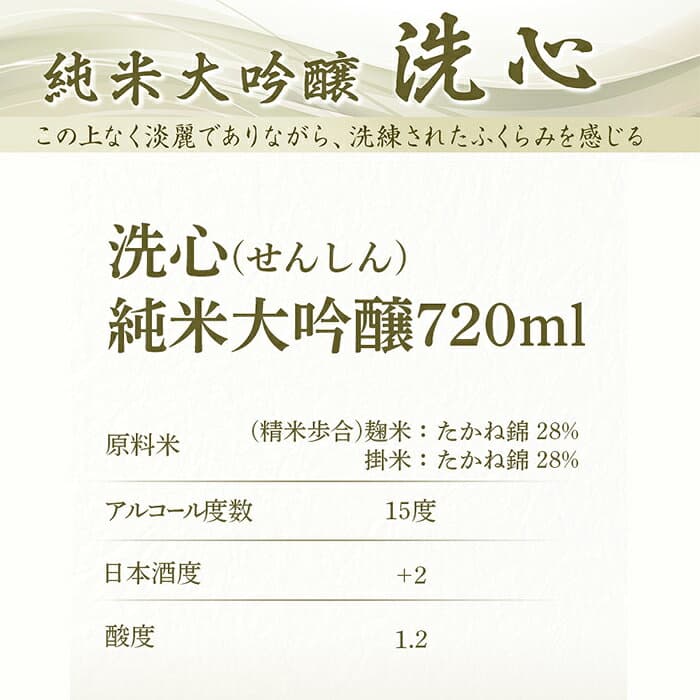 【ふるさと納税】日本酒 洗心 せんしん 純米大吟醸酒 720ml 1800ml 選べる 四合瓶 一升瓶 辛口 新潟 冷酒 久保田 thumbnail 3