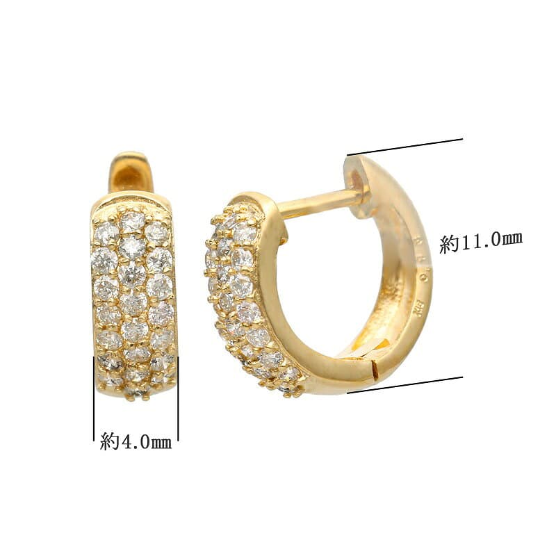 【ふるさと納税】＜ 甲府ジュエリー ＞ ピアス レディース ジュエリー アクセサリー K18 イエローゴールド ダイヤモンド 0.3カラット フープ おしゃれ ギフト プレゼント ジュエリーケース付 保証書付 k094-140 thumbnail 2
