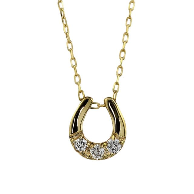 【ふるさと納税】＜ 甲府ジュエリー ＞ ネックレス ペンダント ジュエリー レディース アクセサリー ダイヤモンド 0.03ct 3石 10金 K10 選べる地金 YG WG PG 馬蹄 アズキチェーン 40cm シンプル 日本製 甲府市 ギフト プレゼント ジュエリーケース付 保証書付 k287-015 thumbnail 3