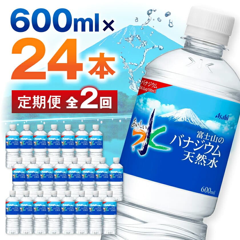 【ふるさと納税】【毎月定期便】【2か月お届け】バナジウム天然水 600ml【24本入】アサヒ飲料全2回_ 水 ミネラルウォーター ウォーター ミネラル 定期便 バナジウム 天然水 飲料 ドリンク ベビー 防災 キャンプ アウトドア 山梨市 【4053271】