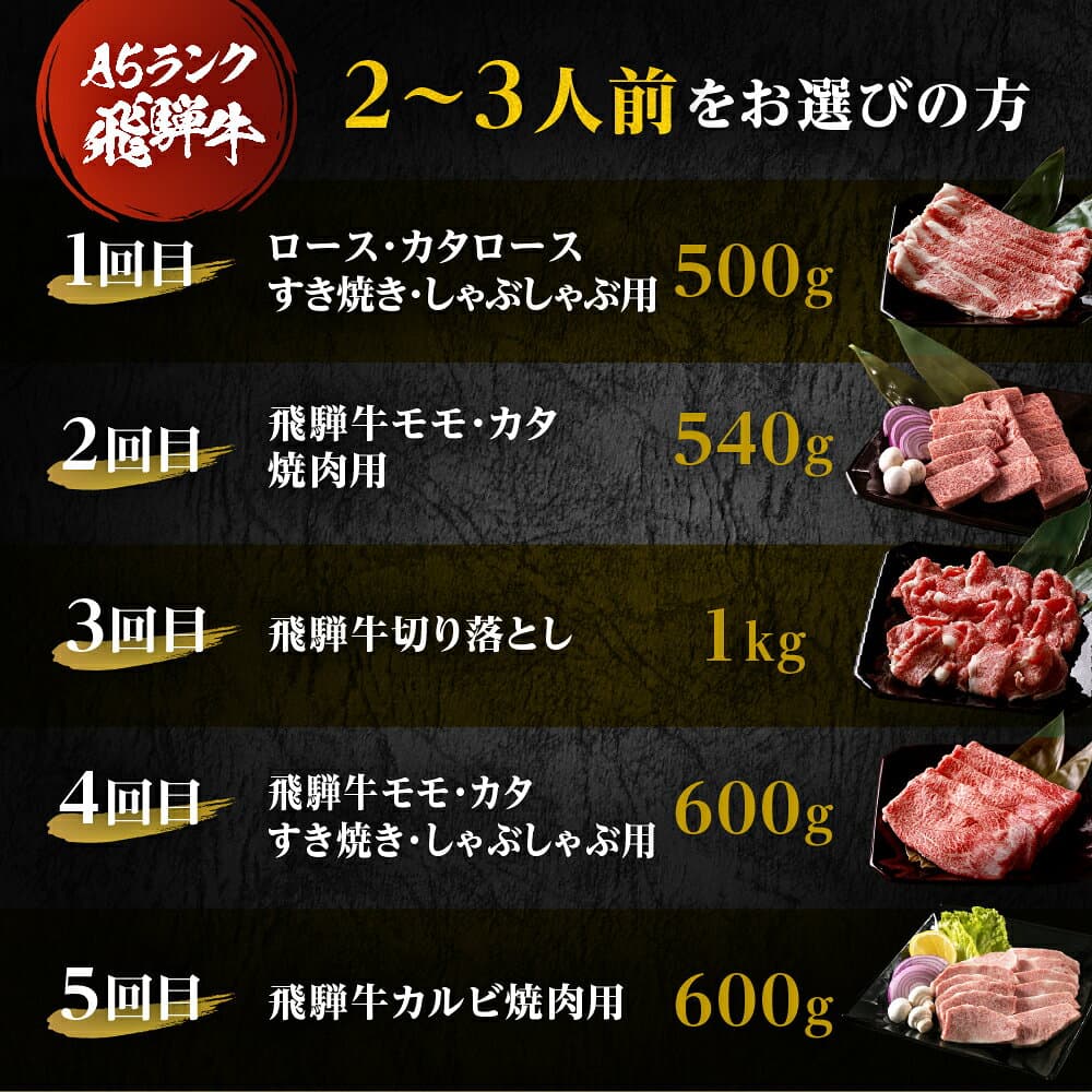 【ふるさと納税】 ＼高評価★4.88／A5飛騨牛 定期便 5回 ちょこちょこお届け（焼肉・すき焼き など）5カ月☆ 飛騨牛 牛肉 肉 お肉 ランキング 黒毛和牛 希少部位 国産 厳選 ブランド牛 人気 高級 岐阜県 大垣市 thumbnail 3