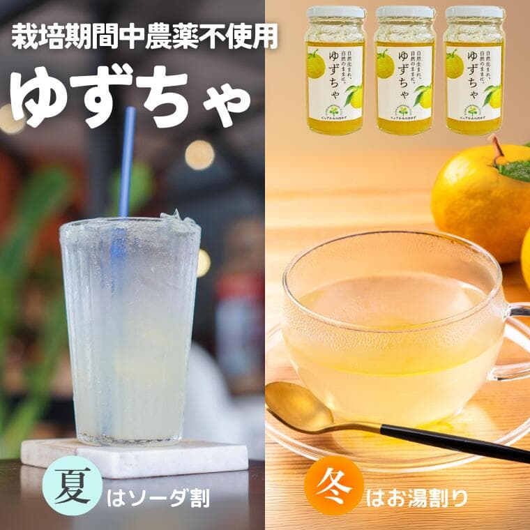 【ふるさと納税】楽しみ方いろいろ! 「ゆずの里上之保」 ゆずちゃ　3個 お湯割り ソーダ割り ジャムとしても使える 〜栽培期間中農薬不使用の上之保産柚子を使用 自家栽培 ゆず茶 国産 柚子 ユズ フルーツ 果物 常温 くだもの 飲み物 ドリンク 果肉 果汁 グルメ